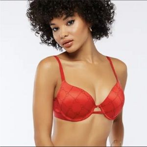 Savage X Fenty Linking Hearts T-Shirt Bra Red Sz 36DDD